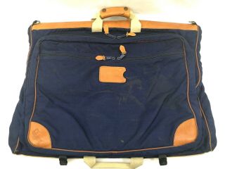 Vintage Ll Bean Travel Luggage Bag Navy Blue Usa Bi - Fold Garment Suit 24x21 "