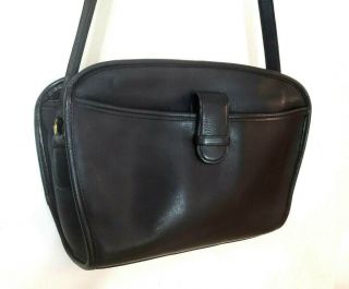 Vintage Coach Crossbody Bag Black Glove Tanned Leather Solid Pouch 0295 - 307 Us