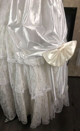 Vtg GUNNE SAX Wedding PRAIRIE Victorian RUFFLE Lace TULLE Prom BOW Dress 9/10 3