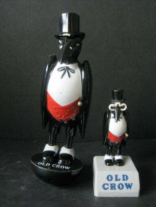 2 Vintage Old Crow Kentucky Whiskey Advertisement Promo Figures Frankfort Ky