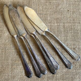 Vintage Oneida Butter Knife Set Of 7 Community Tudor Plate / Silver Plate
