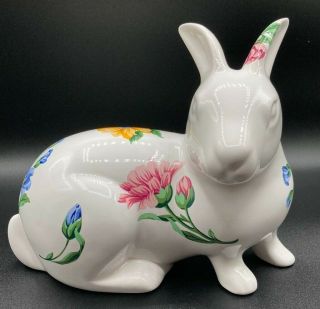 Vintage Tiffany & Co.  Floral Bunny White Rabbit Ceramic Made In Portugal