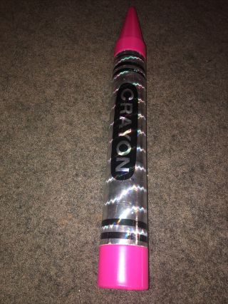 Vintage 1988 Large Pink Holographic Crayon Bank 35” Tall By Ralphco,  Inc.  Htf