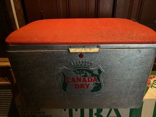 Vintage Canada Dry Aluminum Cooler Cronstroms Red Cushion Lid1950/1960s