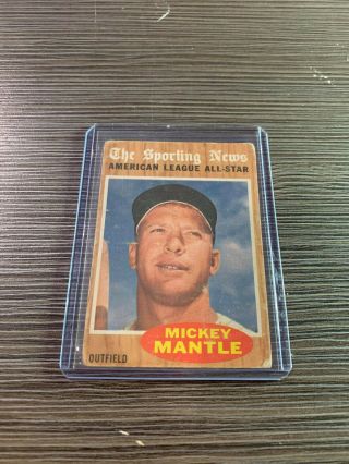 Vintage 1962 Topps Mickey Mantle The Sporting News All Star Card 471 Vg