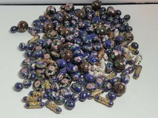 160,  Cloisonne Beads - Vintage - Asian - For Necklaces - Painted - 8,  10,  16mm - (3)