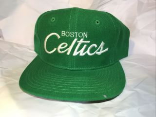 Boston Celtics Hat Cap Script Sports Specialties Wool Vintage 1980s 90s Snapback