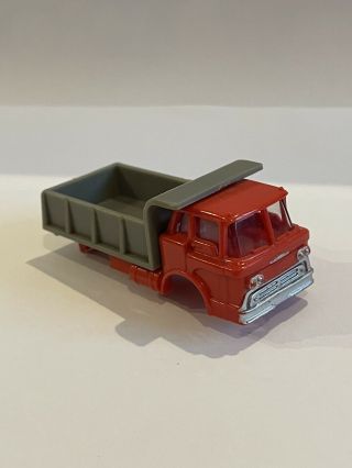 Vintage Aurora Thunderjet Red/gray Mac Dump Truck Body Only With Case Label