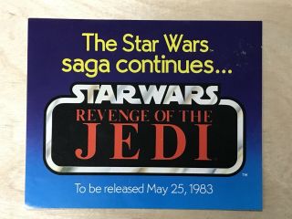 Vintage Star Wars Revenge Of The Jedi 1982 Kenner Promo Flyer Insert Paper