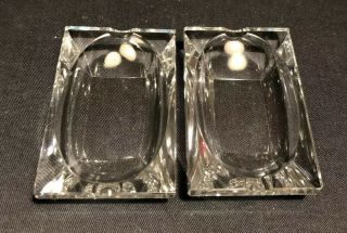 Vintage Art Deco Clear Lead Crystal Ashtray Set Of 2 — 3.  5”x2.  5”.