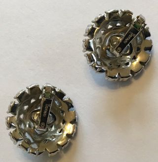 VINTAGE CROWN TRIFARI SIGNED GRAY AND CLEAR RHINESTONE EARRINGS 2