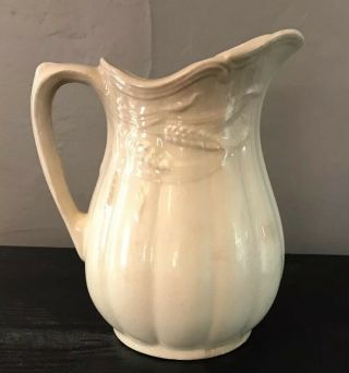 Antique Royal Crownford Wheat Pattern Ironstone Pitcher by Arthur Wood England L 3