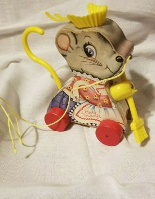 Fisher Price Vintage Merry Mousewife 662 Pull Toy.  HTF Rare 2