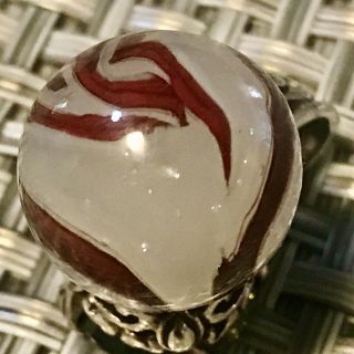 Vintage Akro Agate Silver Oxblood Marble 41/64 Early 1900s