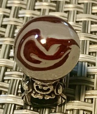 Vintage Akro Agate Silver Oxblood Marble 41/64 Early 1900s 3