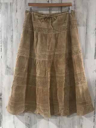White House Black Market Vintage Full Leather Skirt Size Large 2