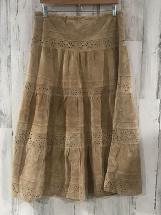 White House Black Market Vintage Full Leather Skirt Size Large 3