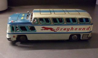 Vintage Tin Litho Battery Operated Greyhound Bus Kkk Japan