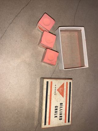 Vintage Amf Billiard Chalk Box And 3 Flame Colored Chalks