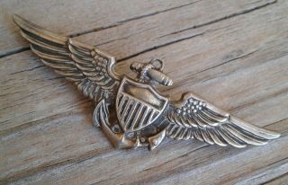 Vintage Marine Corps.  Sterling Silver Vanguard,  N.  Y.  Flight Officer 3 " Wings