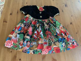 Fashion Kids Girls 5 Multi Color Christmas Toy Theme Dress Usa Vintage