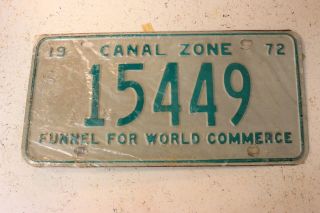 Vintage 1972 Canal Zone License Plate 15449 Rare Tag