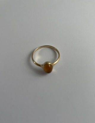 Vintage Marked 14k S Yellow Gold Ring W Amber Stone Citrine ? Sz 4 1 Gram