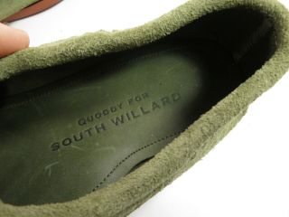Vintage Quoddy - South Willard Olive Green Suede Leather Boat Shoes Men size 10 3