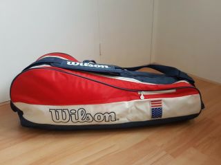 Wilson Vintage Tennis Racket Bag Red And White Rare Usa Courier? 90 