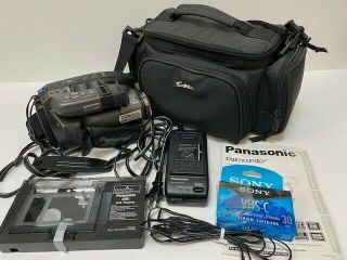 Panasonic Palmcorder Camcorder Vhs - C Pv - D209 With Case Accessories Euc Vintage