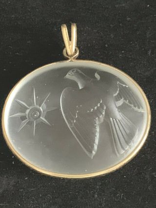 Vintage Lalique For Nina Ricci L’air Du Temps Satin Glass Dove Pendant