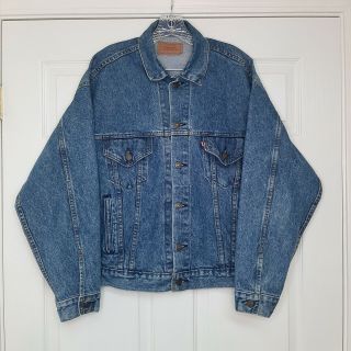 Vintage Levis Denim Trucker Jean Jacket Size Mens Large Made In Usa 70507 - 0214