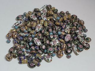 180,  Cloisonne Beads - Vintage - Asian - For Necklaces - 8mm,  10mm,  12mm,  1in - Painted - Nr (1)