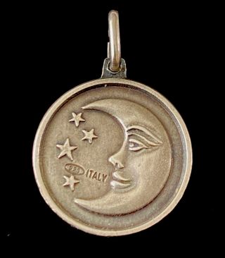 Vintage Sterling Silver Italy Moon Stars Sun Charm Pendant