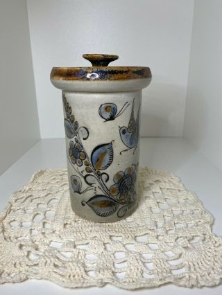 Vintage Ken Edwards Hand Painted Tonala Pottery Covered Jar With Lid - Pottery