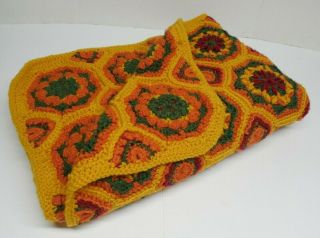 Vintage Granny Square Afghan Crochet Blanket Throw Handmade 50x40 Inches