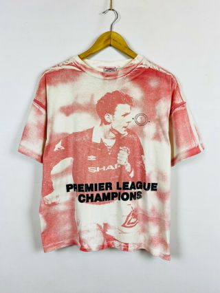 Vintage 90s Manchester United Men’s T - Shirt Premier League Champions Full Print