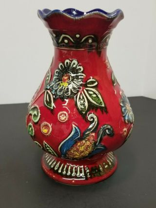 Vintage Bay Keramik West Germany Vase 62 - 20 Mcm Hand Painted 8 Inch