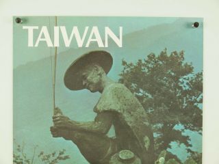 vintage 1970s TAIWAN Northwest Orient Airlines travel tourism poster 12.  5x20 
