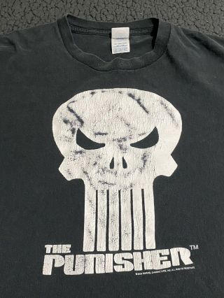 Vintage Y2k T Shirt Xl The Punisher Marvel Movie Promo Tee 2004 Skull Graphic