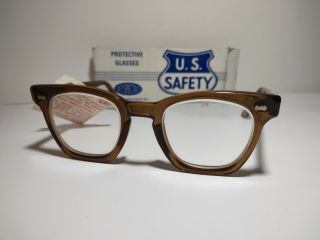 Vintage Us Safety Glasses 48x22 Amber Frame