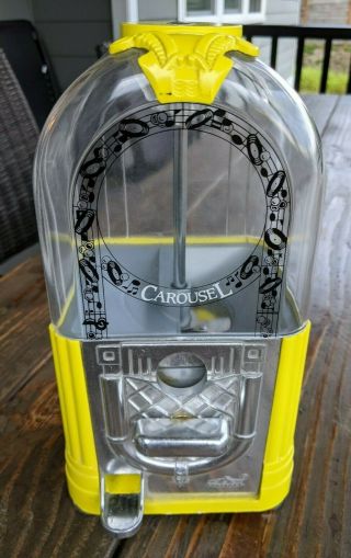 Vintage Carousel Jukebox Gumball Vending Machine - Yellow Rare
