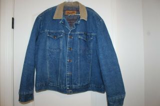 Vintage Wrangler Western Denim Blanket Lined Jacket 74260pw Size 46 Usa Made