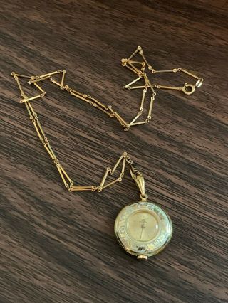 Vintage Lady Bucherer Swiss Made Gold Tone Pendant & Necklace Watch
