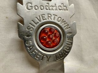 Vintage Goodrich Silvertown Safety League License Plate Topper Reflector Old 2