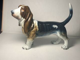 Vintage Bidasoa Porcelain Basset Hound Dog Figure Figurine 4 1/2” Tall Spain