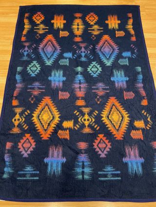 Vintage Biederlack Southwestern Aztec Pattern Blanket 78 X 55 Usa Colorful