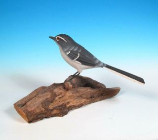 James C.  Powers Tennessee Artist Signed Mockingbird Vintage Bird Wood Carving 3