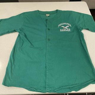 Vintage Nfl Philadelphia Eagles Baseball Jersey Button Large 1992