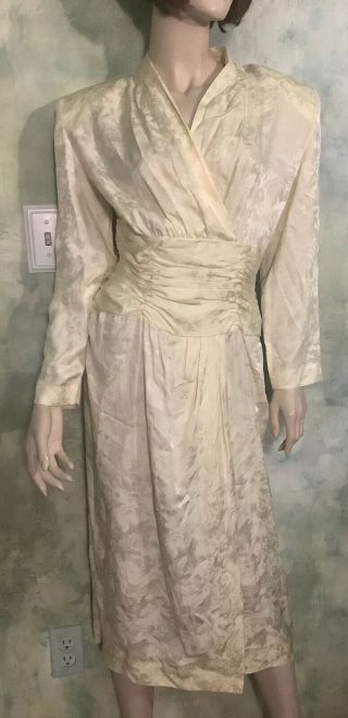Vintage 80’s Maggy London Cream White Silk Dress